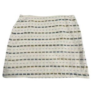 Loft Women's White Cotton Blend Striped Boucle Skirt SIZE-14